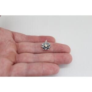 Sterling Silver Lotus Pendant with Bronze Heart Necklace